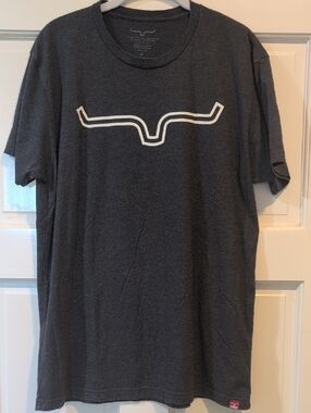 Kimes Ranch Charcoal Tee with White Logo Short Sleeve Cotton Crew Neck Men Med